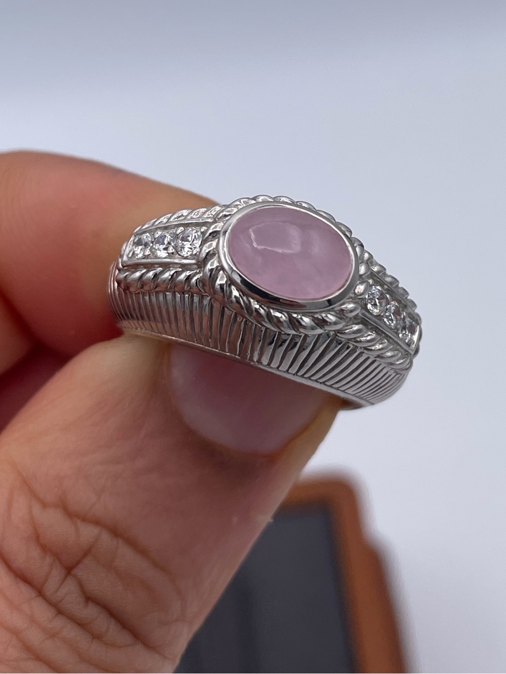 Judith Ripka Sterling Silver 925 Rose Quartz CZ Ring | DQCZ Thailand Size 6 - Picture 10 of 10